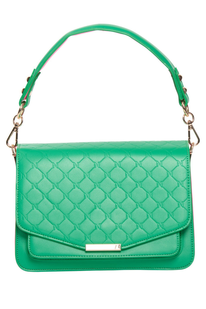 Noella - Blanca Multi Compartment Logo Bag - Green / Neon Pink Tasker 