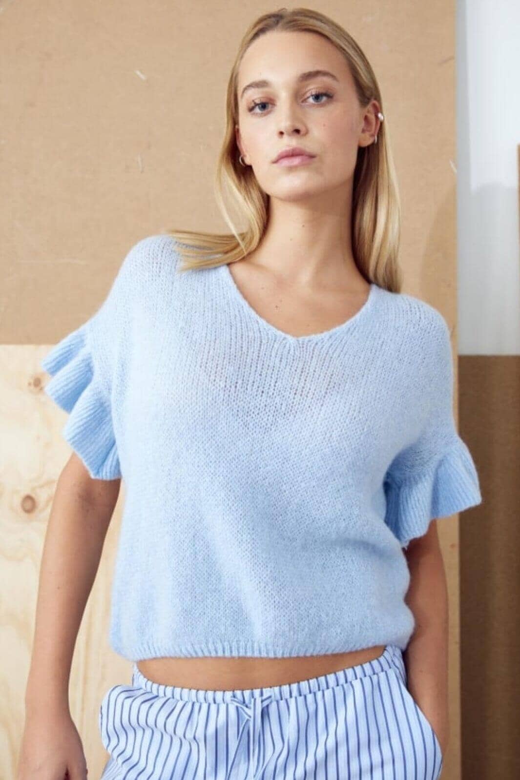 Noella - Jaylin Knit - 016 Light Blue Strikbluser 