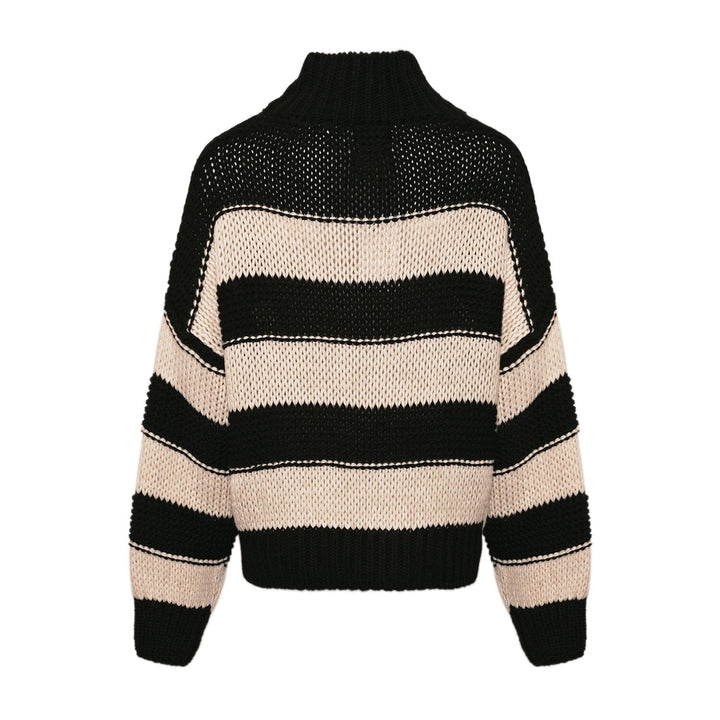 Noella - Kath Knit - 1221 Black Ivory Stripe Strikbluser 