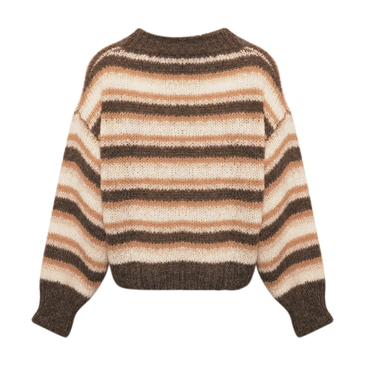 Noella - Keeva Knit - 1228 Brown Stripe Strikbluser 