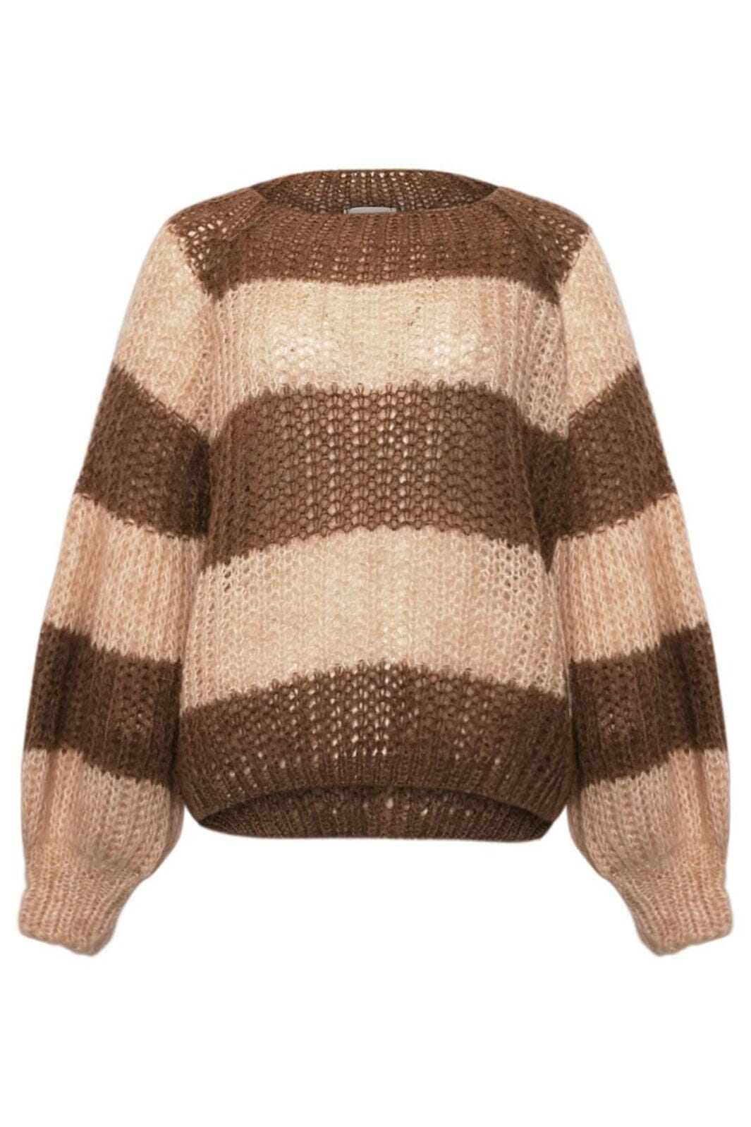 Noella - Kela Knit - 1230 Beige Brown Stripe Strikbluser 