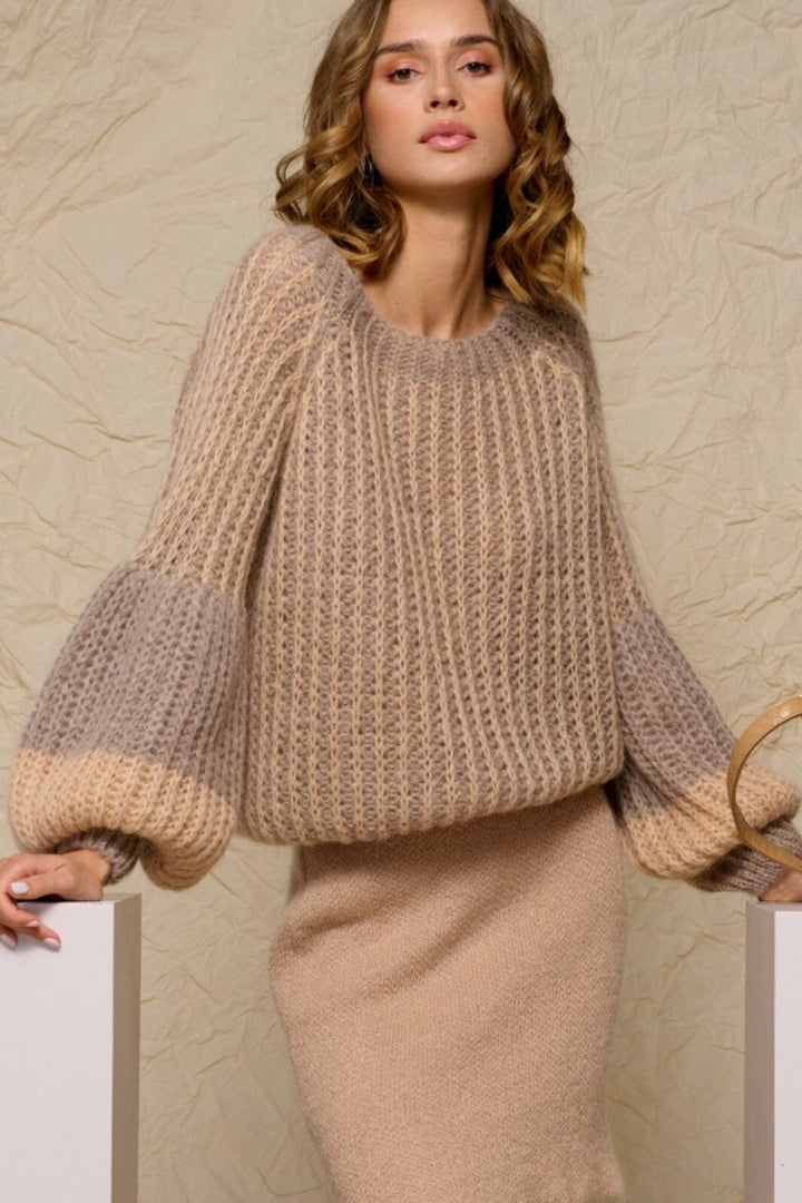 Noella - Liana Knit Sweater - Sand Strikbluser 