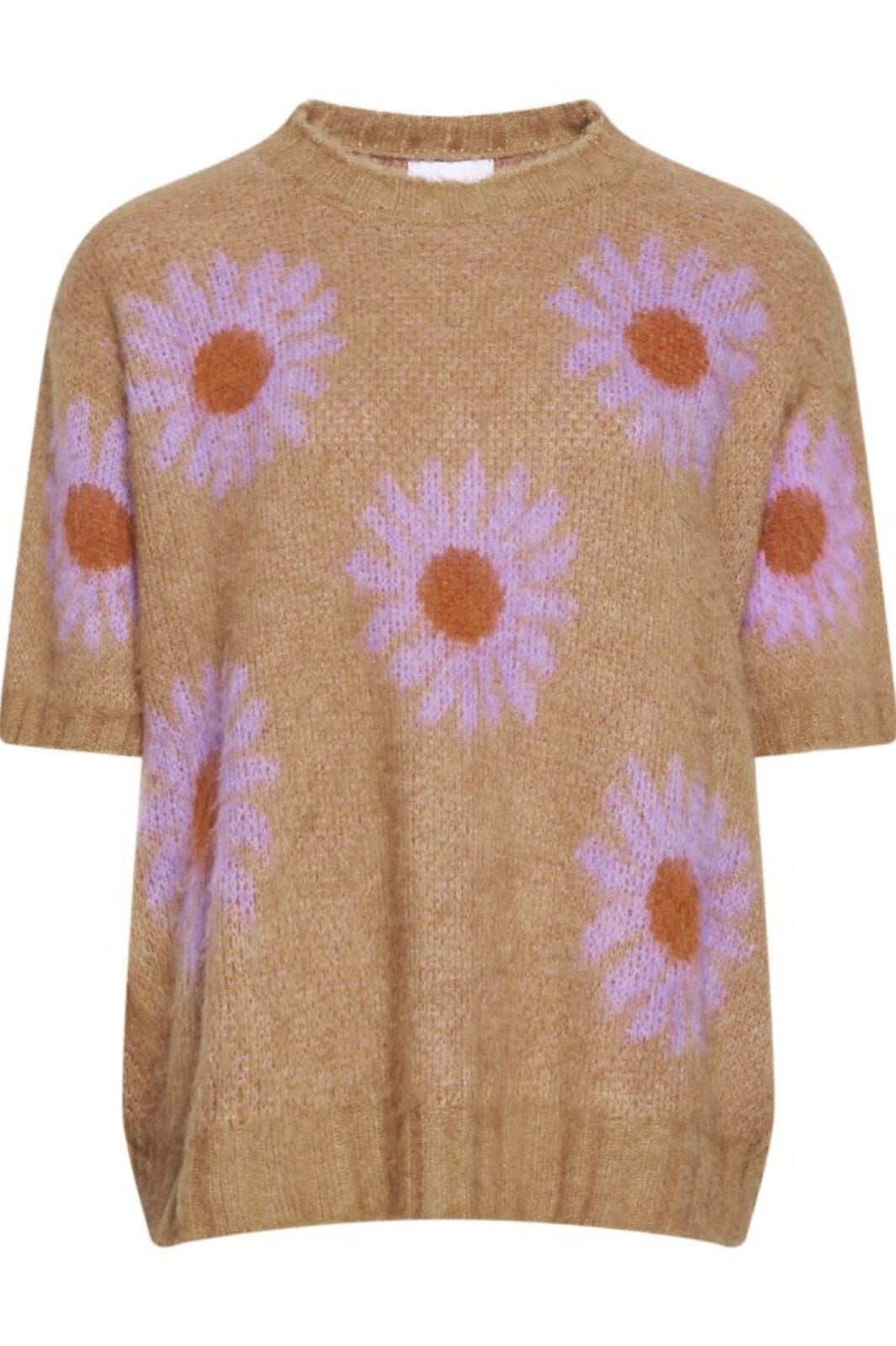 Noella - Raya Knit Sweater - 903 Sand/Lavender Flower Strikbluser 