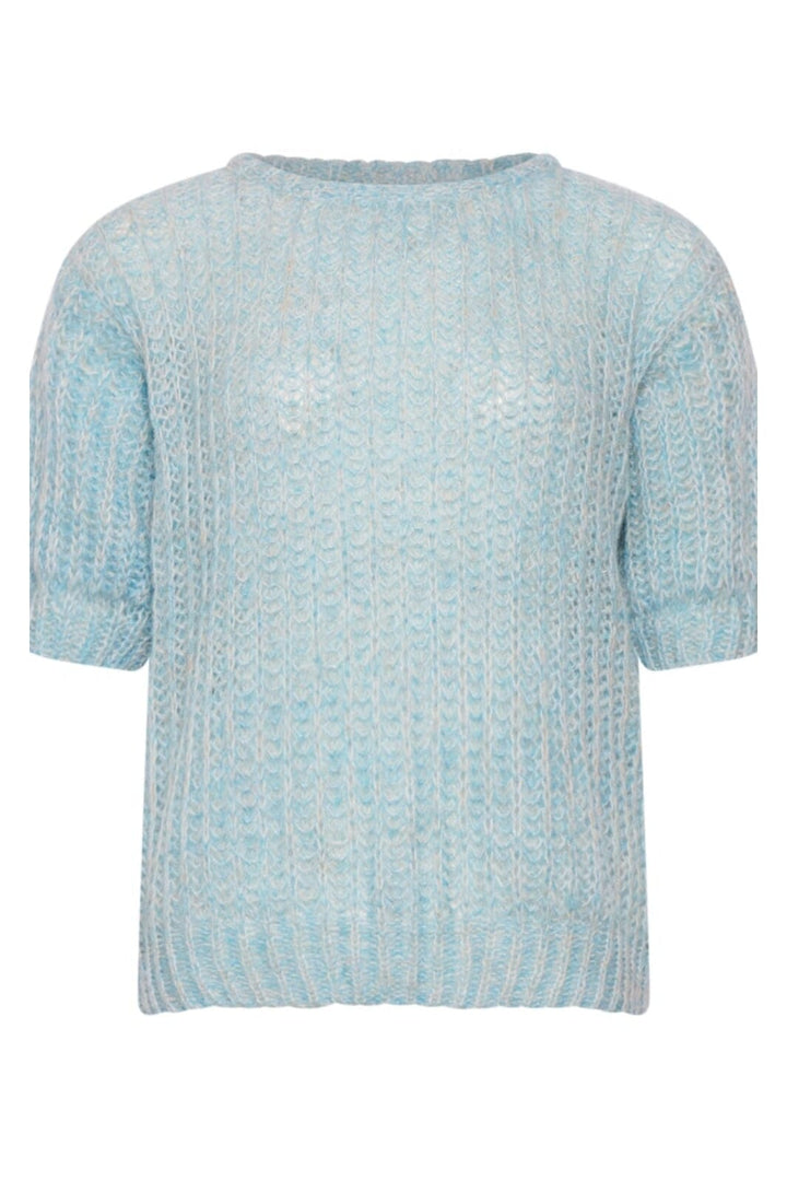 Noella - Roy Short S/L Jumper - Light Blue Mix Strikbluser 