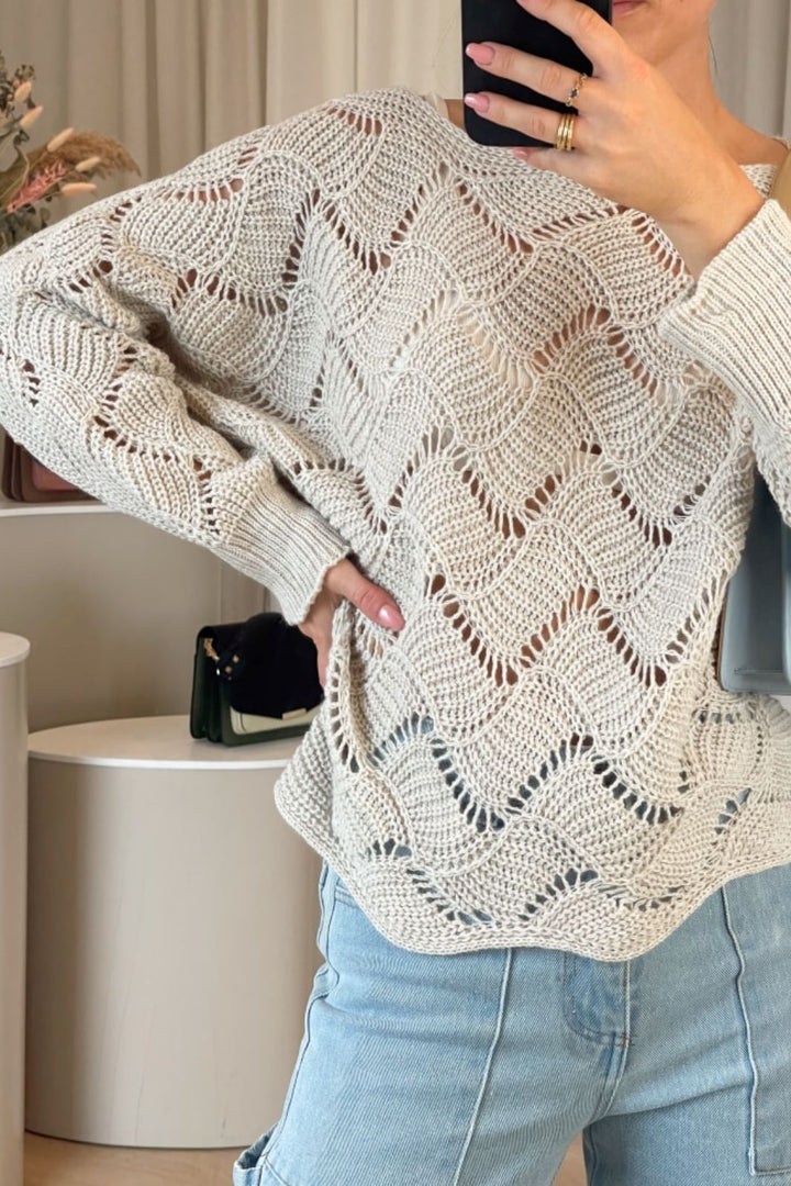 Noella - Taffy Knit Sweater - Sand Strikbluser 