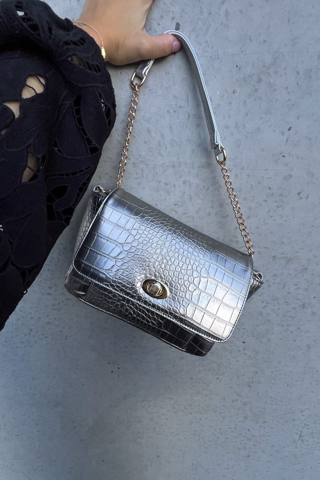 Noella - Teagan Croco Bag - 1079 Silver Croc Tasker 