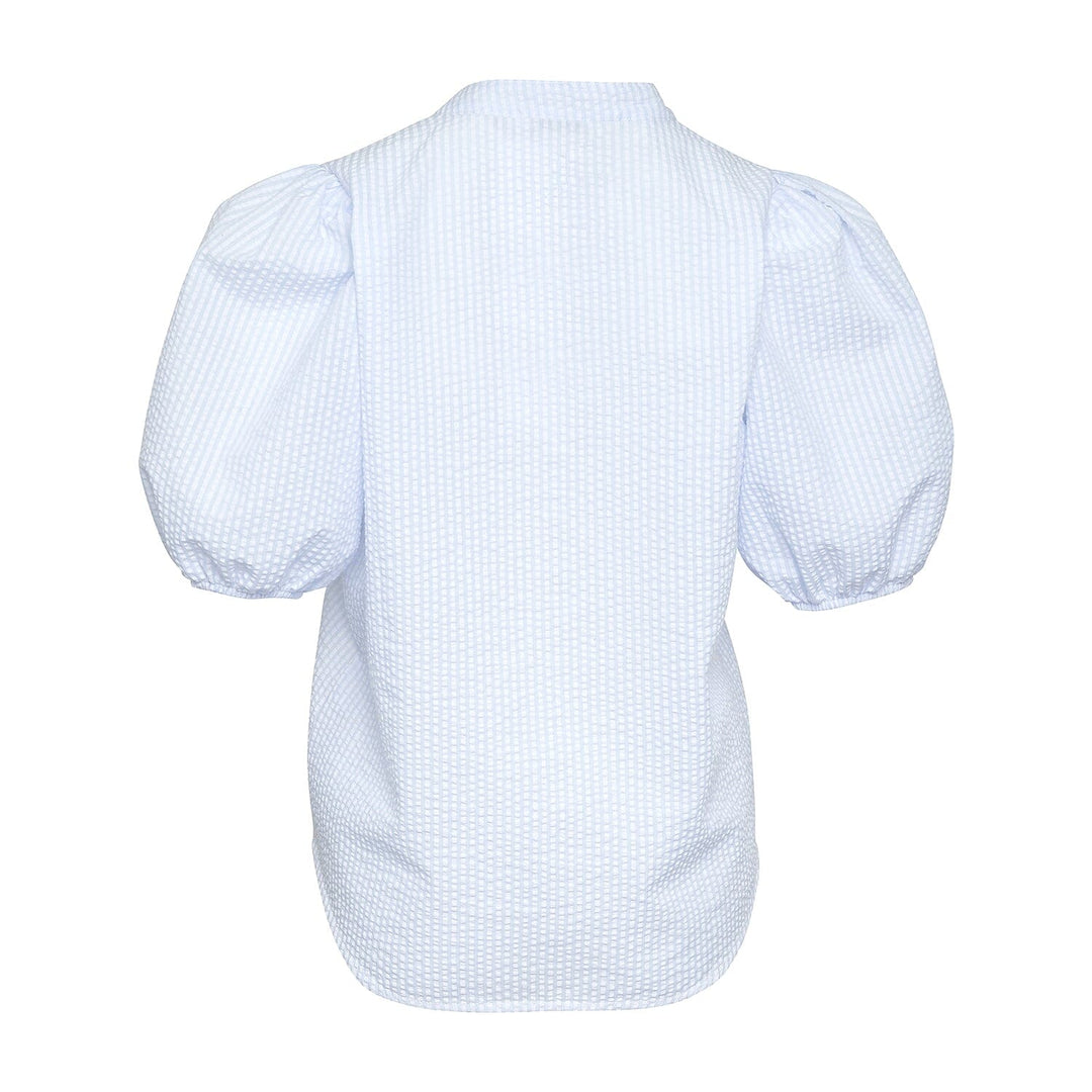 Noella - Wakka Blouse Seersucker - Blue/White Stripe Bluser 