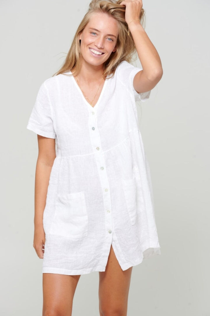 Noella - Zak Dress Linen - White Kjoler 