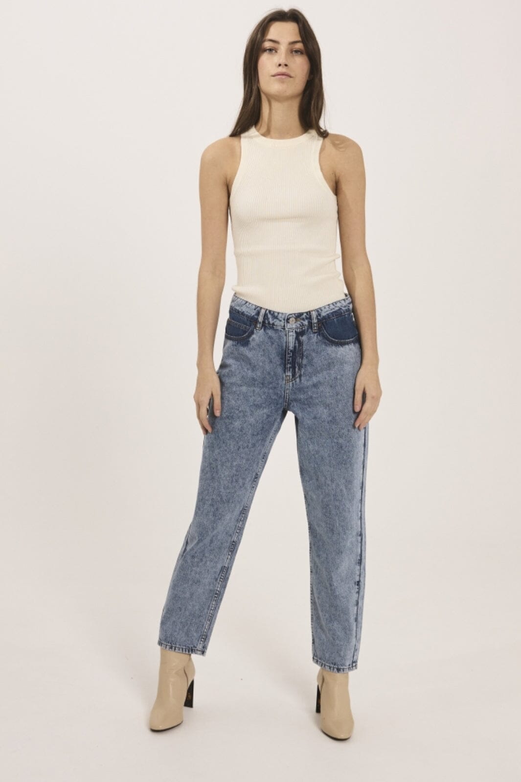 NORR - Kenzie Relaxed Jeans 01 - Light blue blocking Bukser 