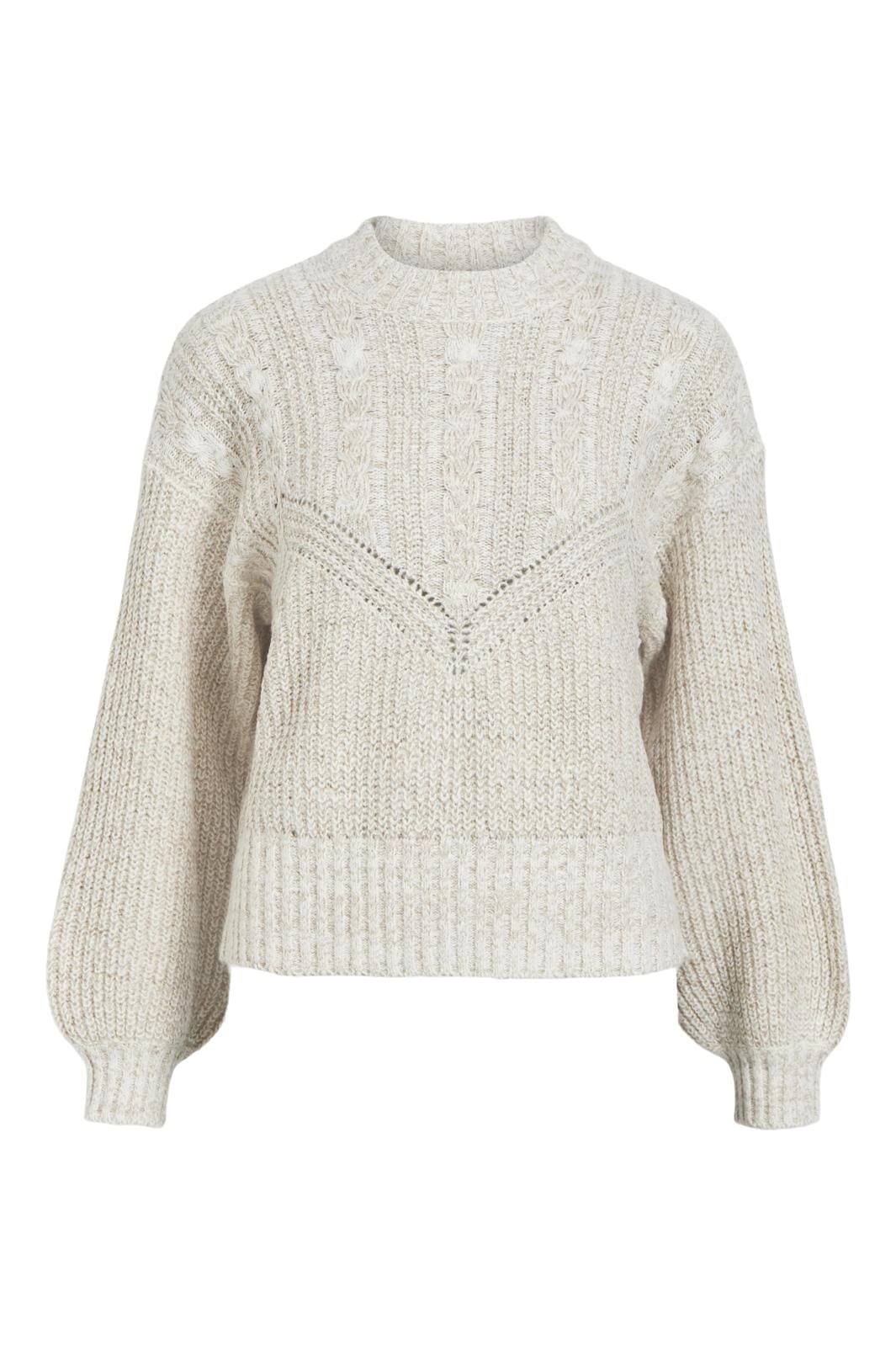 Object - Objnova Stella Cable Knit Pullover - 4268167 Humus Melange