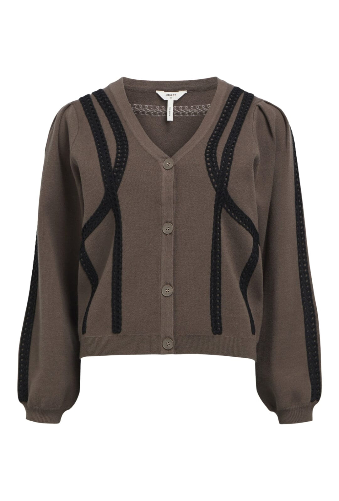 Object - Objulla Knit L/S Re Cardigan 134 - 4568613 Morel Black Cardigans 