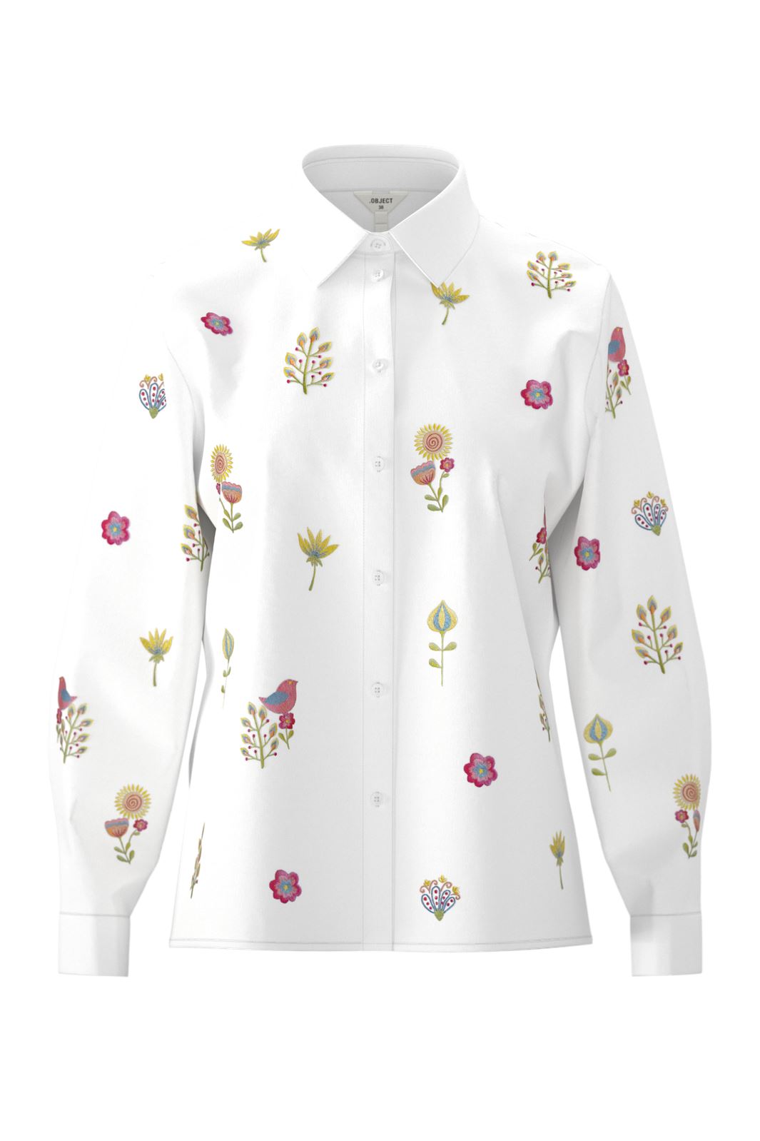 Object - Objyrsa L/S Shirt 138 - 4816064 White Embroidery