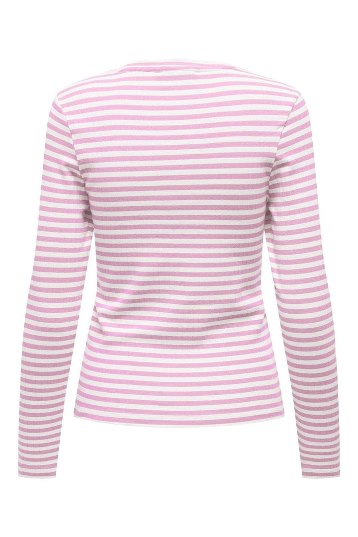 Only - Onlaida L/S Striped Top 15342088 - 4761203 - Pink Lady White