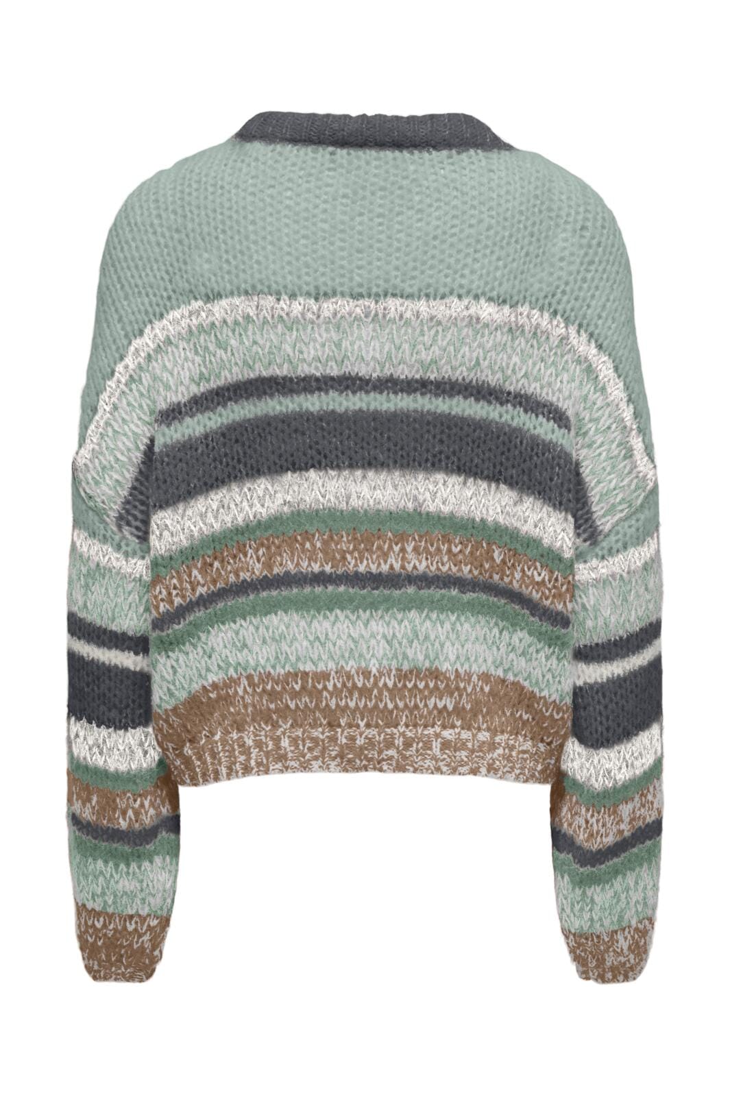 Only - Onlalyssa L/S Life O-Neck Cc Knt - 4579886 Magnet Aqua Gray/Cloud Dancer/Hedge Green