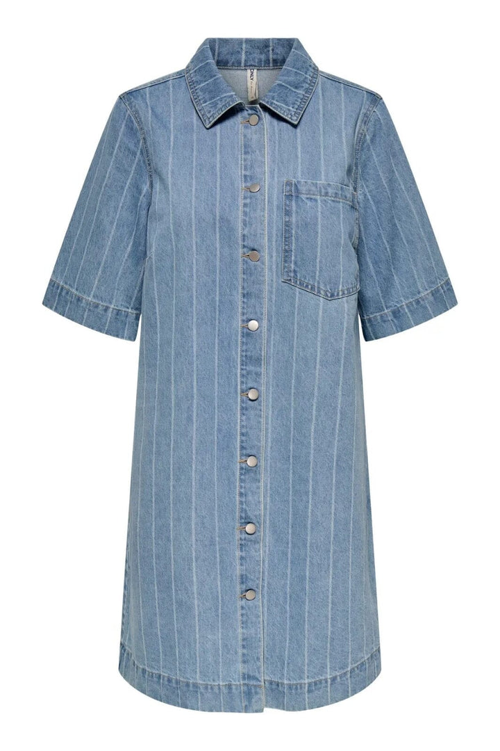 Only - Onlasta S/S Stripe Dress Gua 15355054 - 4827776 - Light Blue Denim Stripe