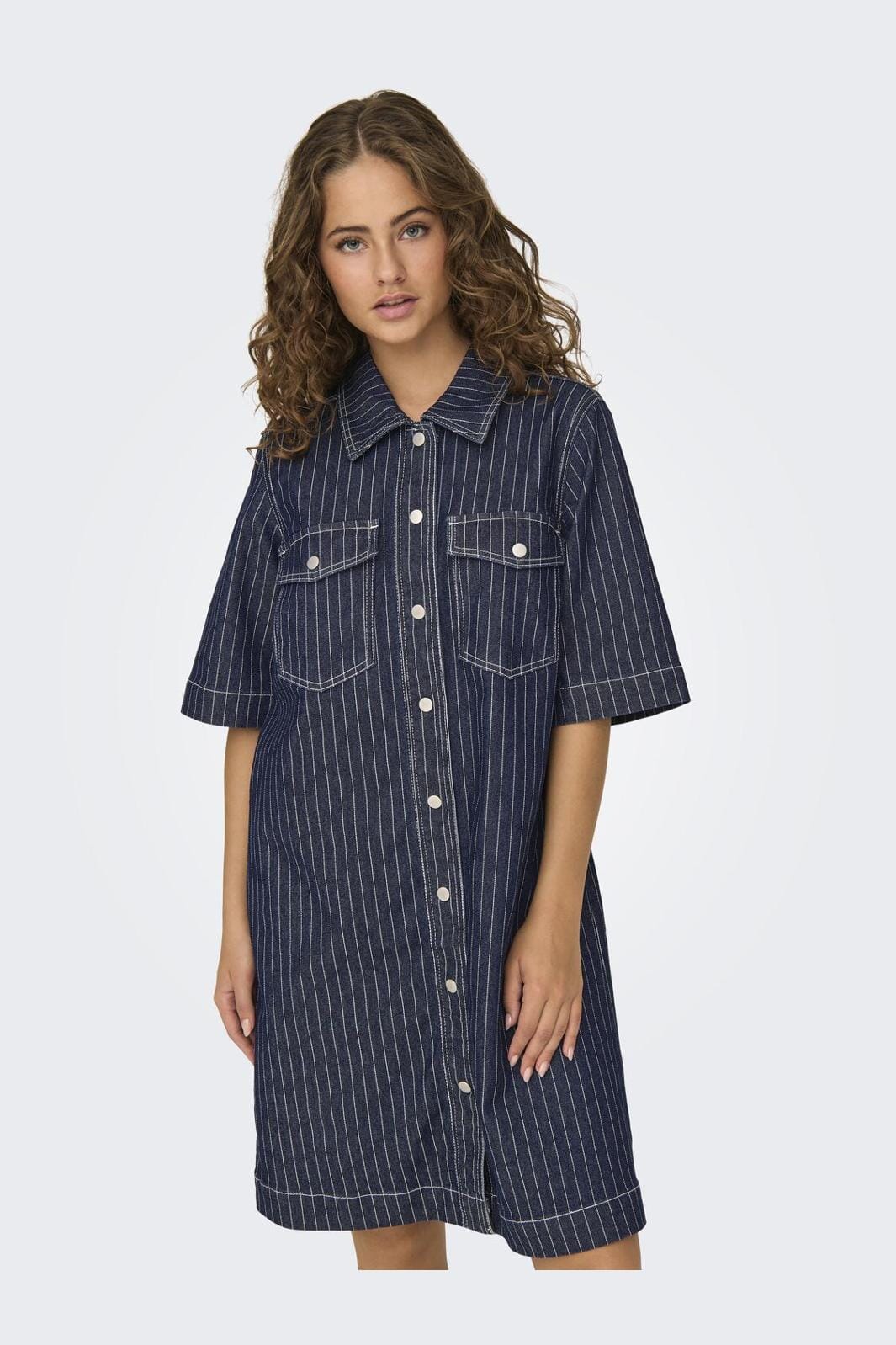 Only - Onlbelle S/S Stripe Dress Gua - 4740251 Dark Blue Denim Stripe