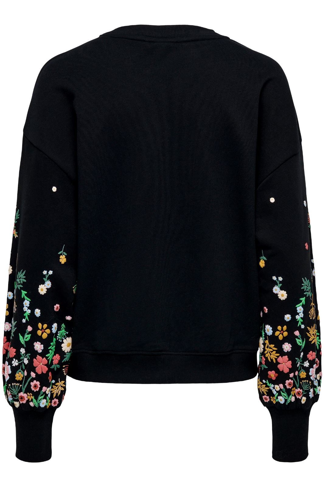 Only - Onlbrooke L/S O-Neck Flower Swt - 4236762 Black Sleeve Flower