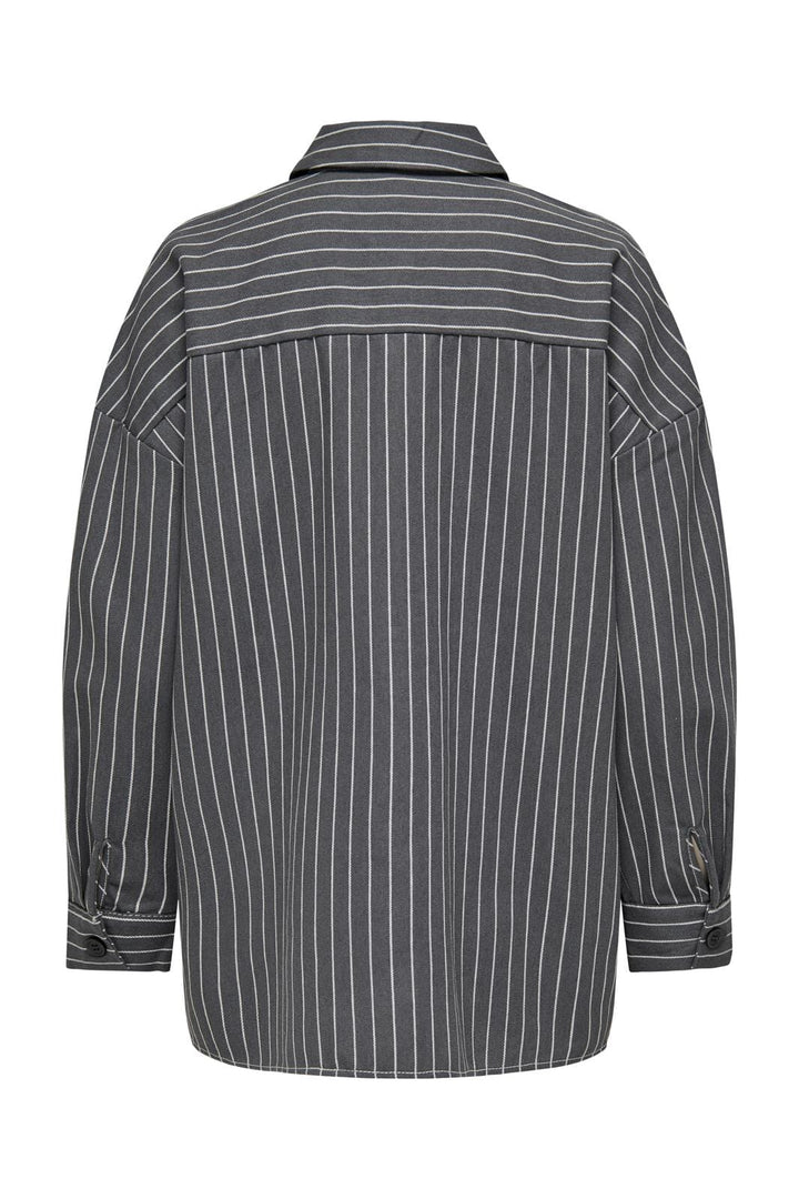 Only - Onldollas L/S Stripe Shirt Cc - 4555868 Magnet Cloud Dancer Pinstripes