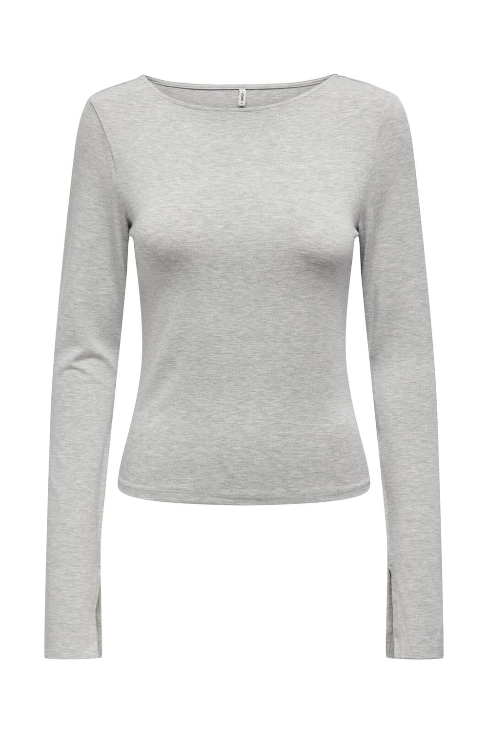 Only - Onlfelina L/S Boatneck Slit Top - 4643754 Light Grey Melange