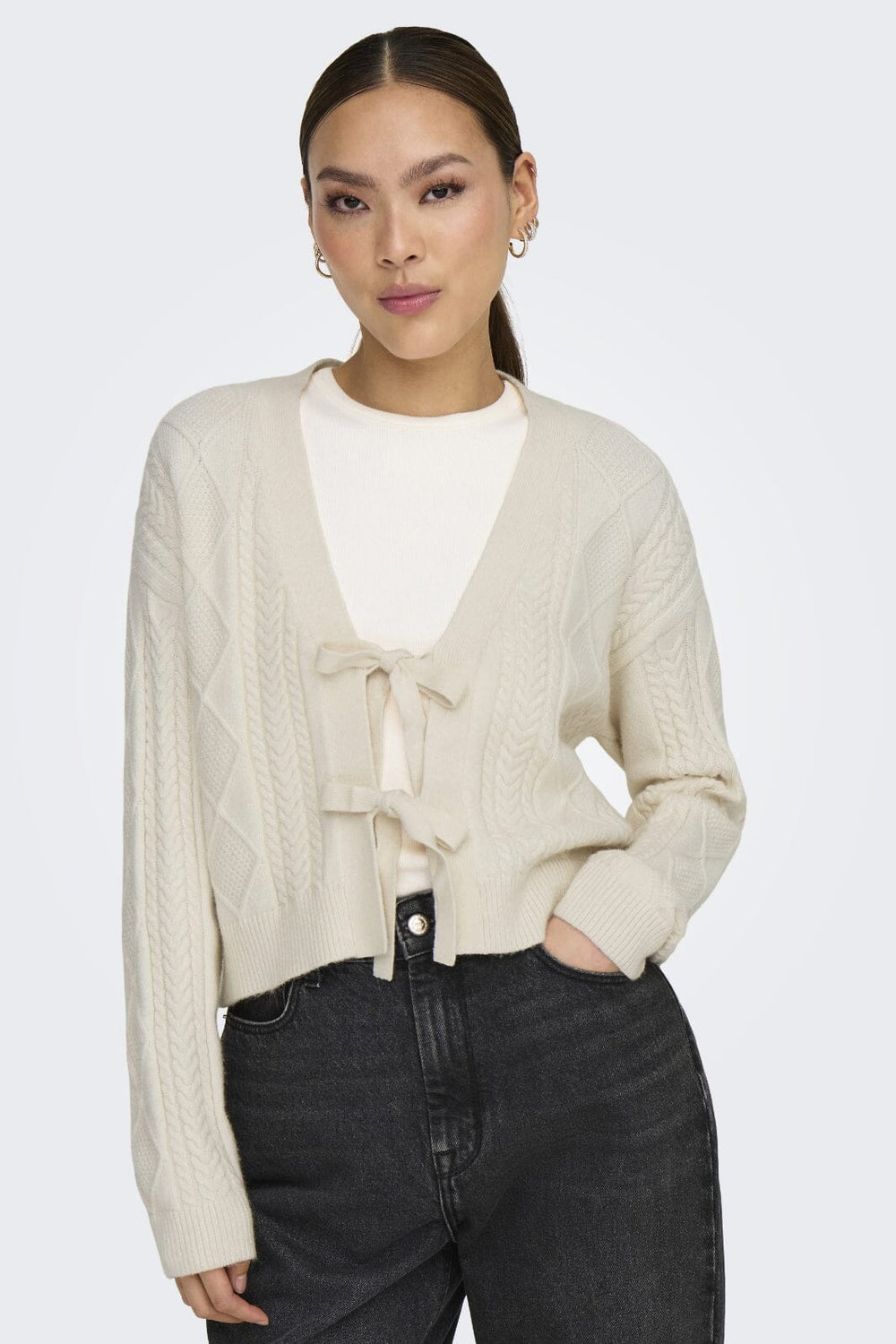 Only - Onlfia Ls String Cardigan Knt Nca - 4510273 Whitecap Gray