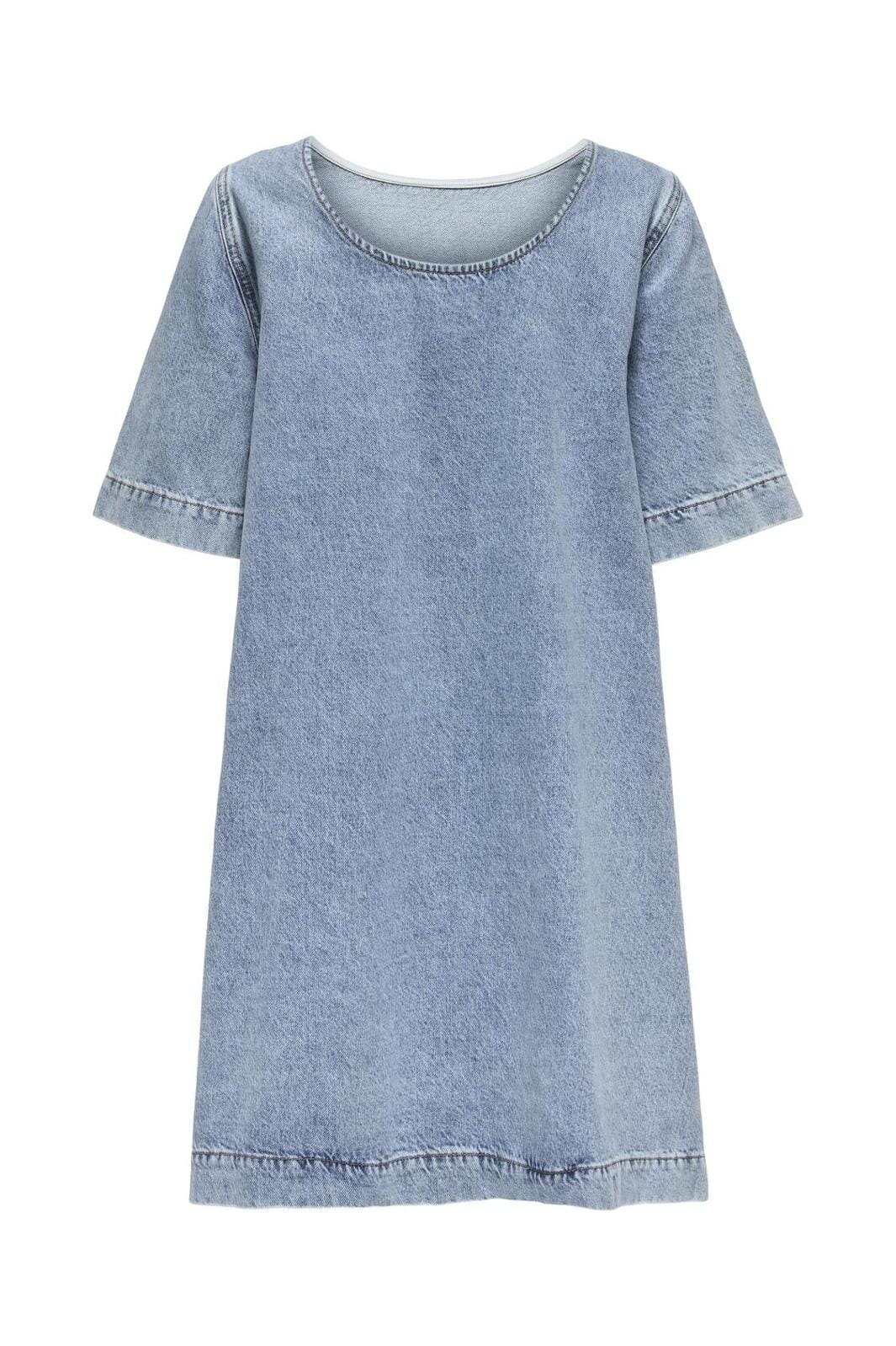 Only - Onlgigi Bow S/S A-Shape Dress Cro - 4721086 Light Blue Denim