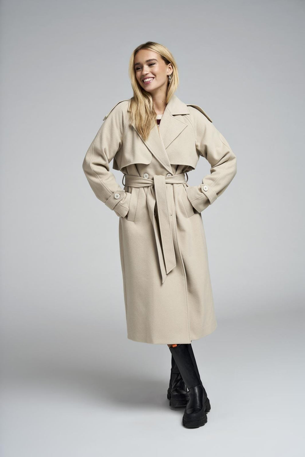 Only - Onlgitte Trenchcoat Cc - 4494945 Whitecap Gray