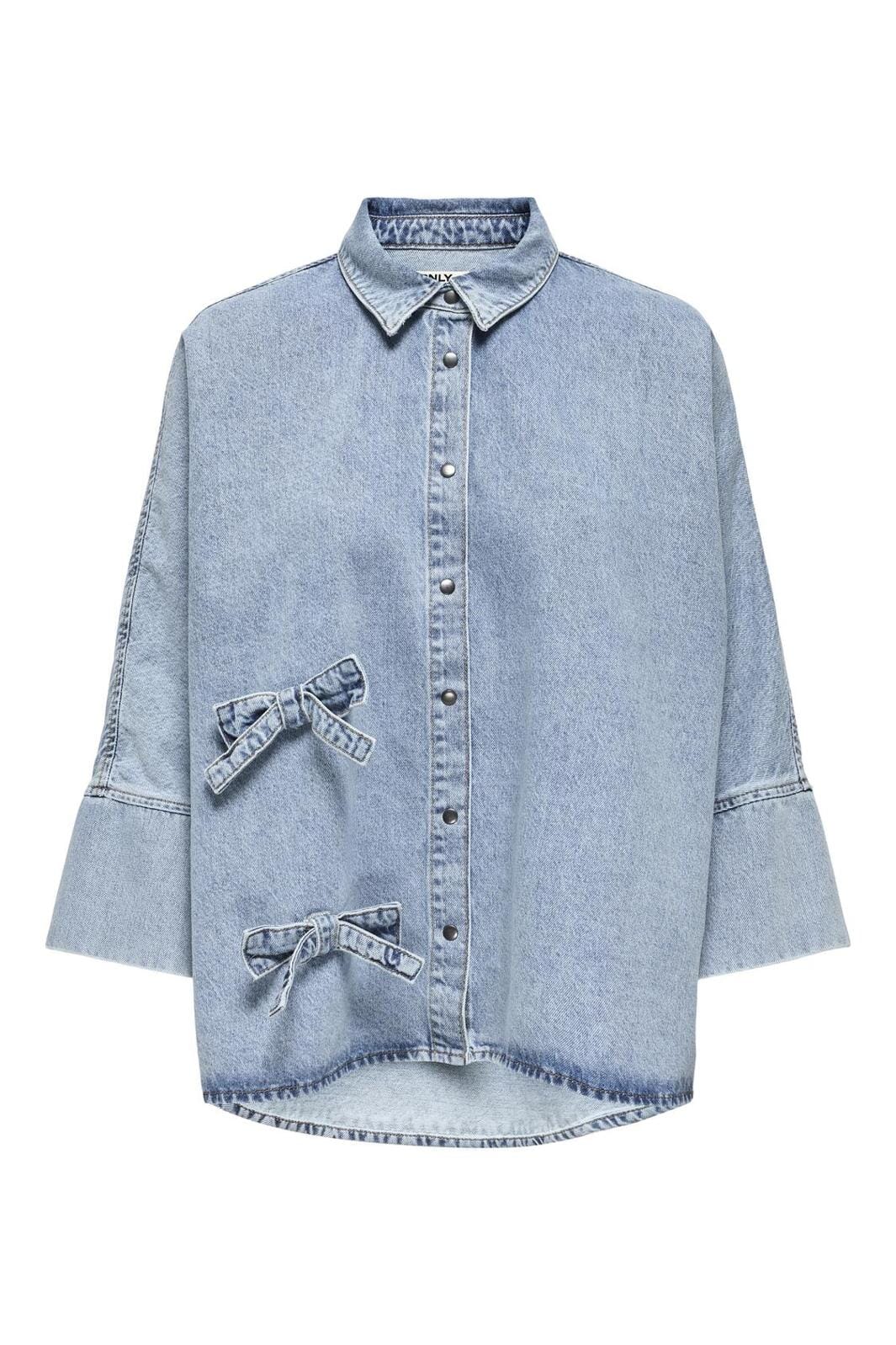 Only - Onlgrace 3/4 Bow Shirt Lb Cro - 4721084 Light Blue Denim