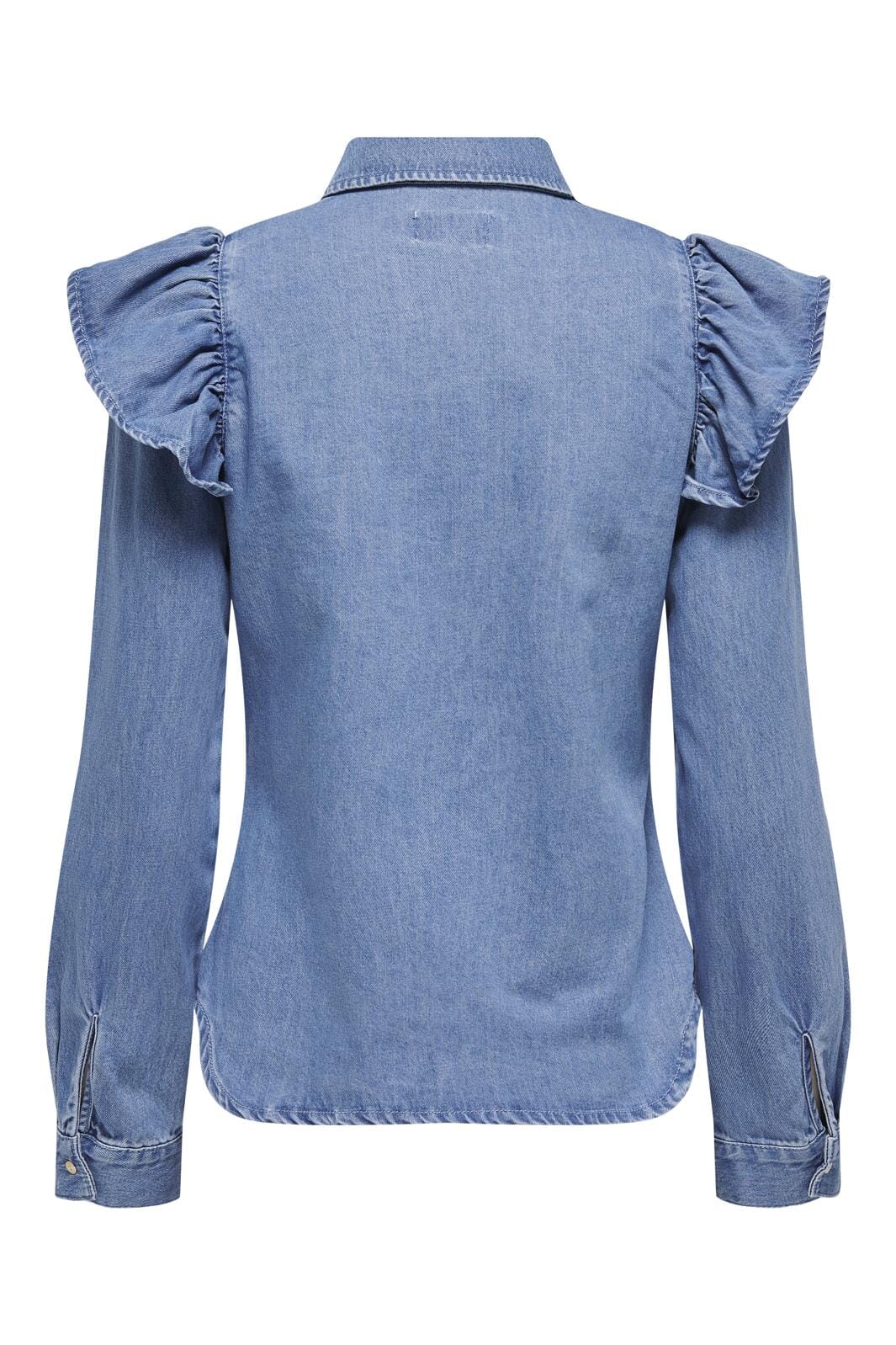 Only - Onlindigo Ls Frill Shirt Qyt - 4324886 Medium Blue Denim