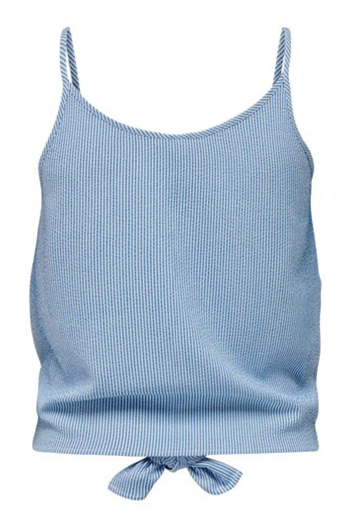 Only - Onllecey Sl Knot Singlet - 177922-1058713 Cloud Dancer Medium Blue Toppe 