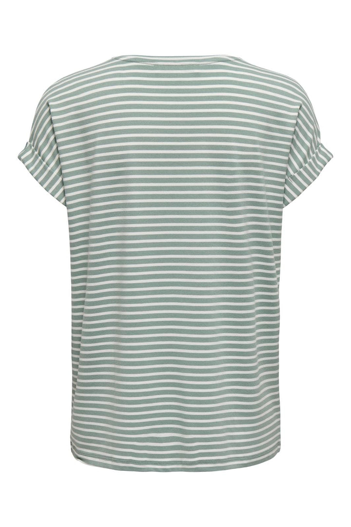 Only - Onlmoster Stripe S/S O-Neck Top - 3562253 Jadeite Cloud Dancer