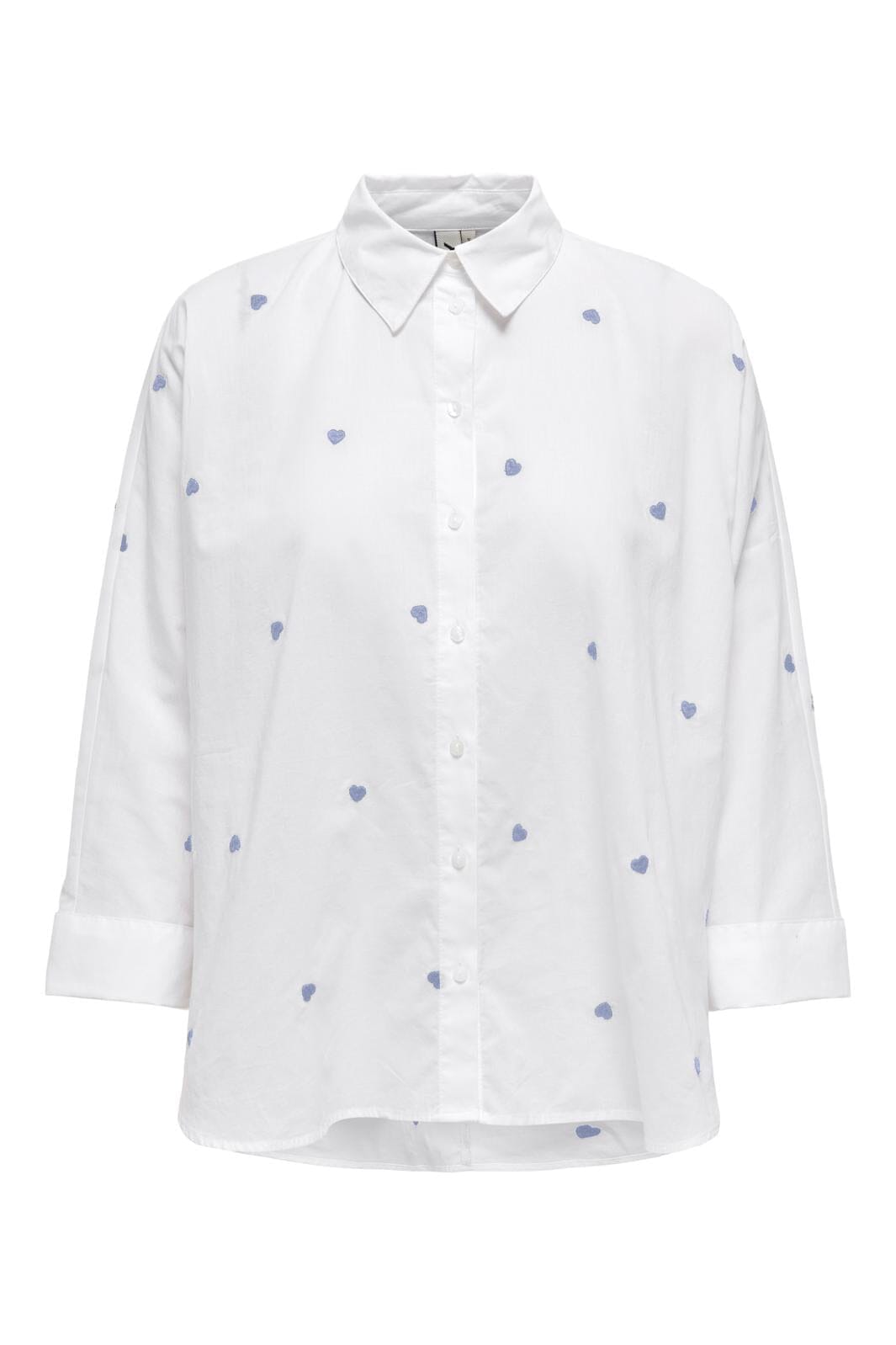 Only - Onlnew Lina Grace Ls Emb Shirt - 4749760 Bright White Brunnera Blue Heart