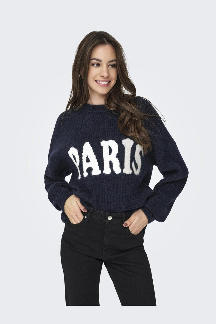 Only - Onlparri Ls Pullover Knt - 4845168 Dark Navy Paris