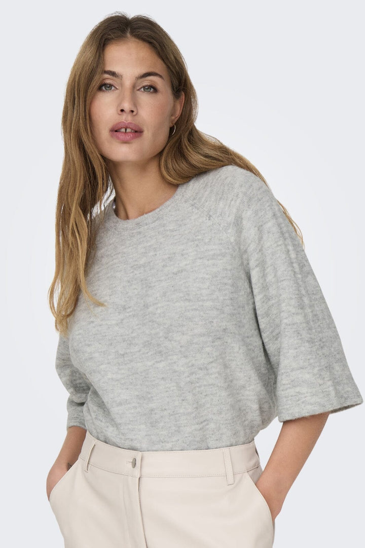 Only - Onlsimoni 3/4 Pullover Knt - 4600558 Light Grey Melange