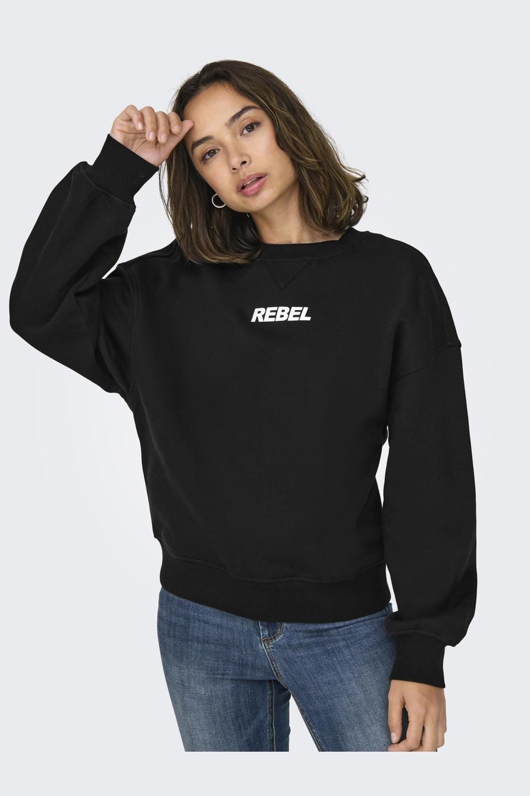 Only - Onlsofia L/S Word O-Neck Swt - 4564505 Black Rebel