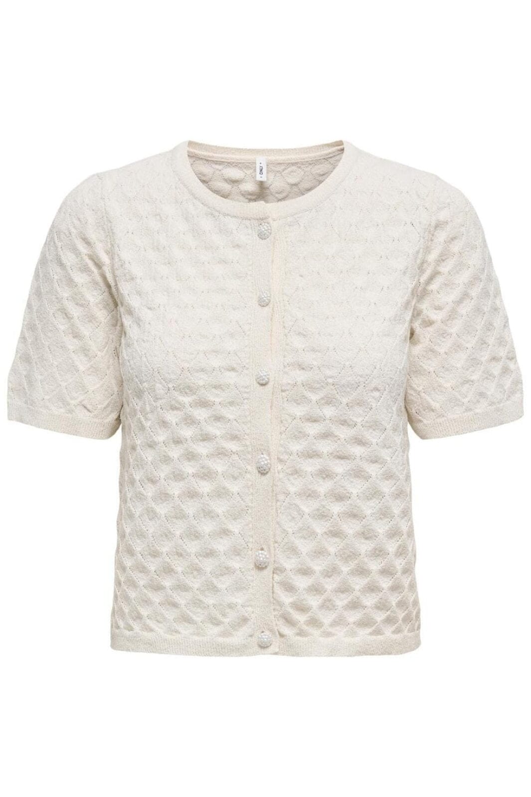 Only - Onlsofia Ss O-Neck Cardigan Knt - 4710688 Birch Pearl Button Cardigans 