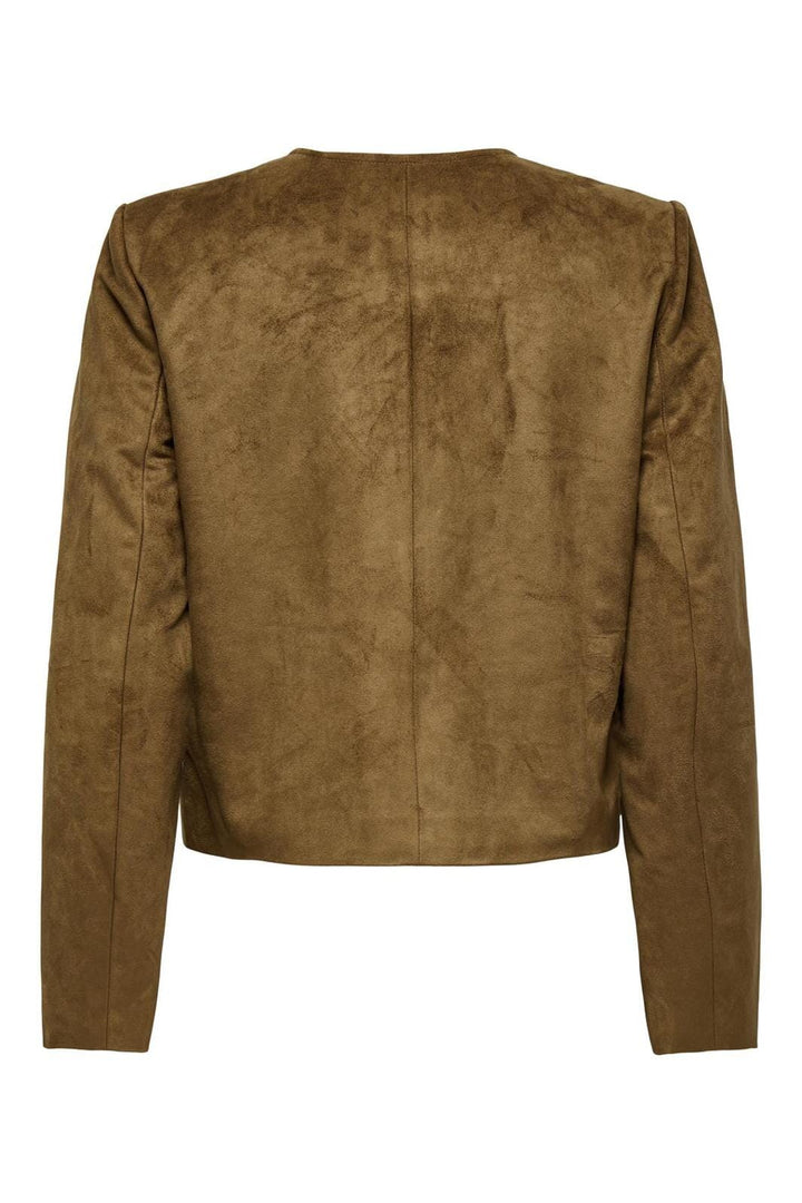 Only - Onltulip Faux Suede Button Jacket - 4847753 Cognac