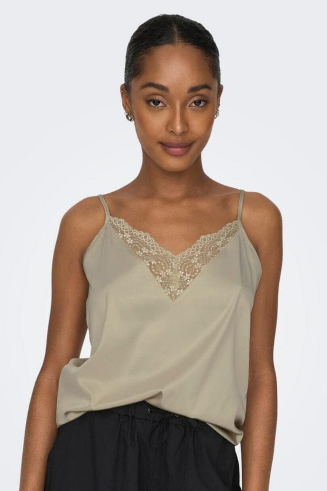 Only - Onlvictoria Sl Lace Mix Singlet - 4235468 Creme Toppe 