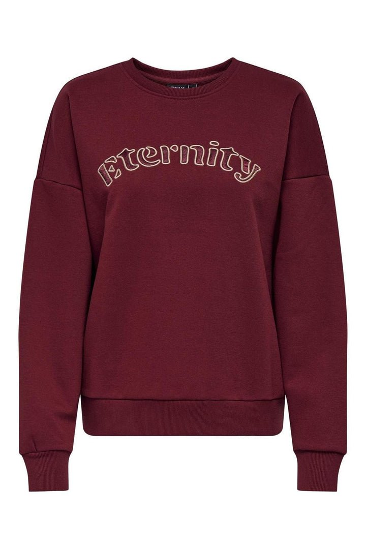 Only - Onlwallis L/S O-Neck Print Box Swt - 4759437 Syrah Eternity