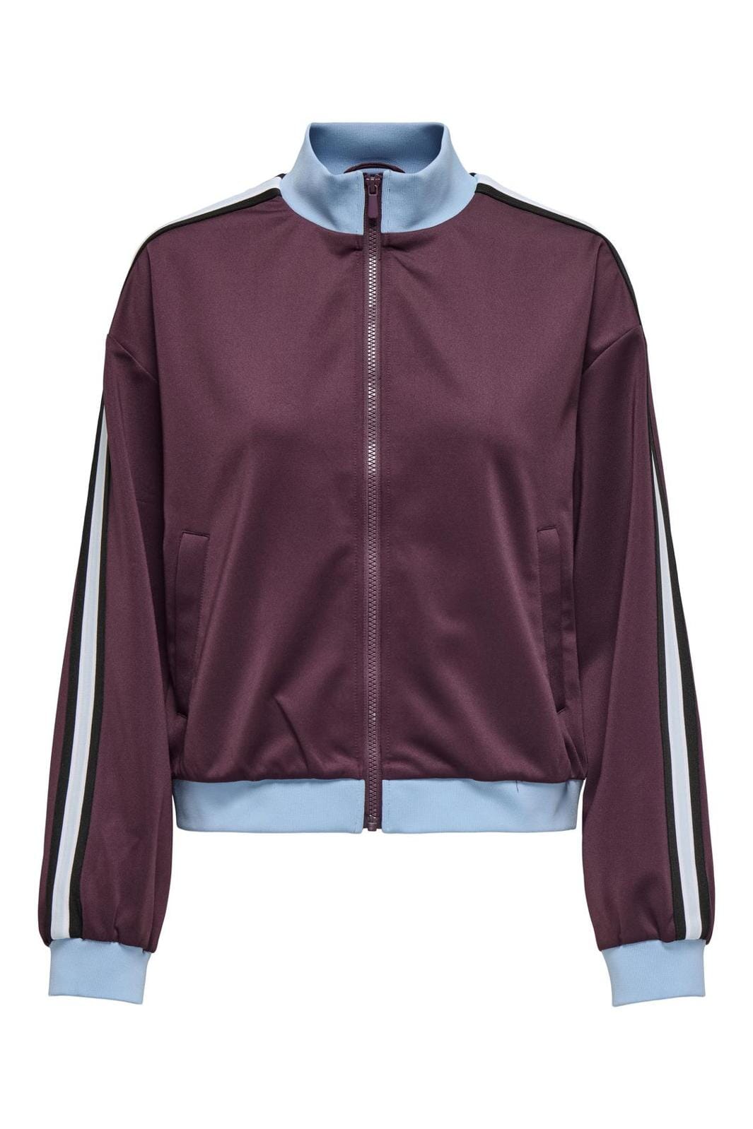 Only - Onlwarm Up X Track Zip Jacket - 4748813 Burgundy W. Soft Chambray Tape