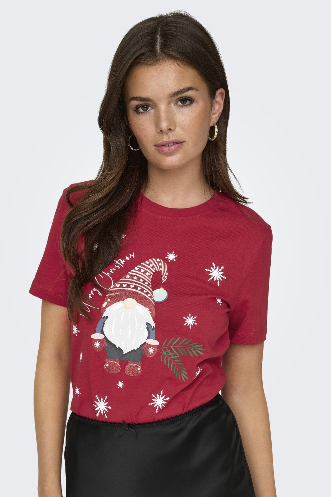 Only - Onlxmas Life Yrsa Christmas S/S Top - 4579228 Urban Red Hat In Eyes T-shirts 