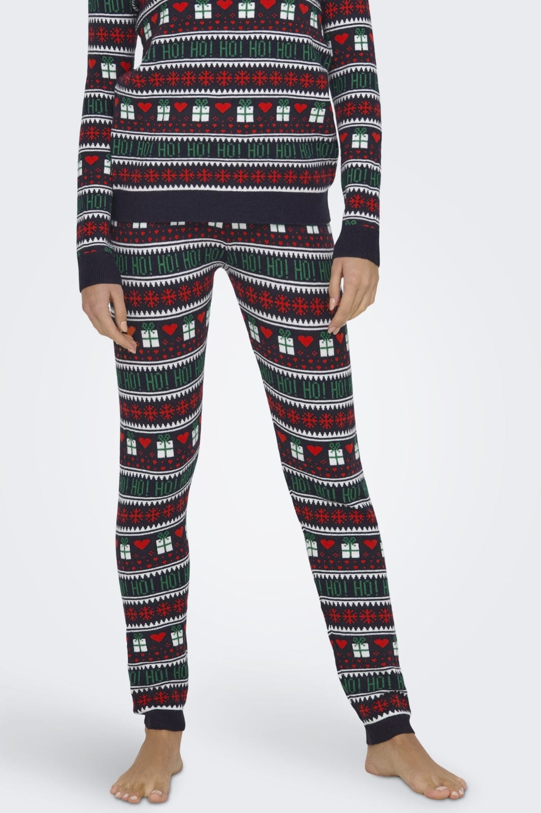 Only - Onlxmas Present Pant Knt - 4631394 Night Sky Cloud D/High Risk Red/Green Jacket Bukser 