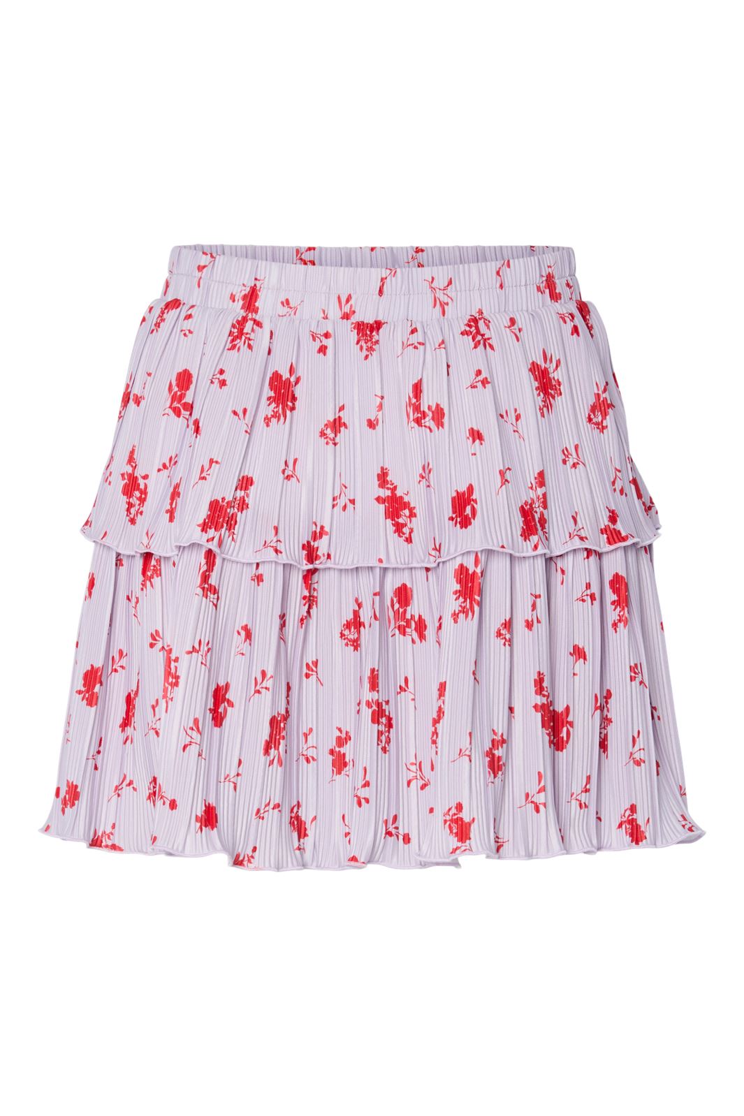 Pieces - Pcamber Short Layred Skirt - 4883689 Lavender Fog Red Flowers