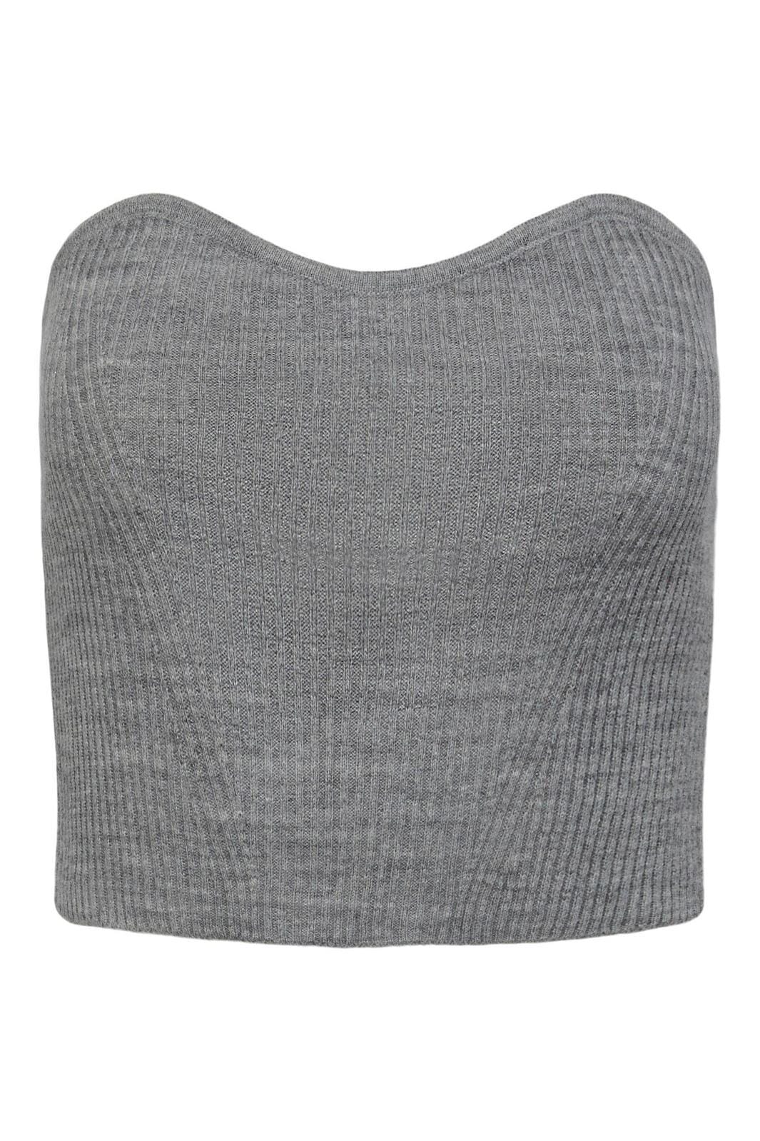 Pieces - Pcangie Knit Tube Top Dmo - Light Grey Melange Toppe 