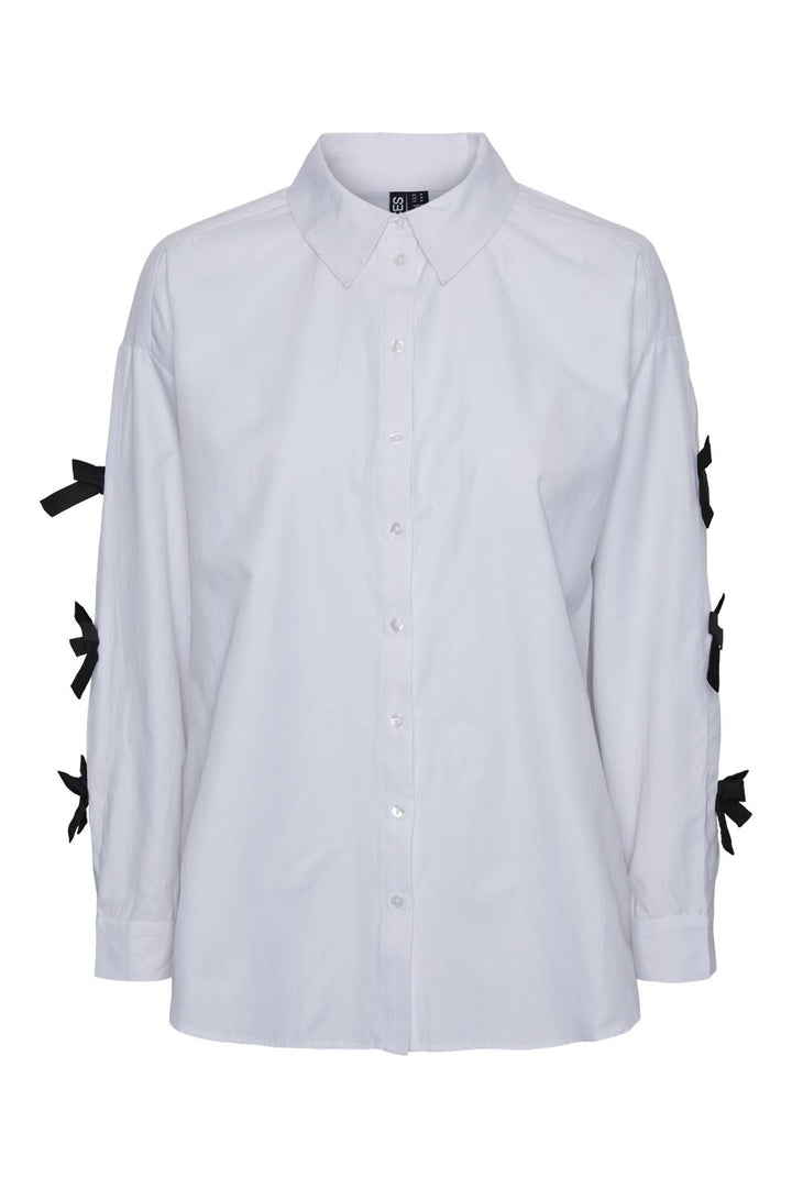 Pieces - Pcbell Ls Shirt Jit - 4661230 Bright White Black Bows