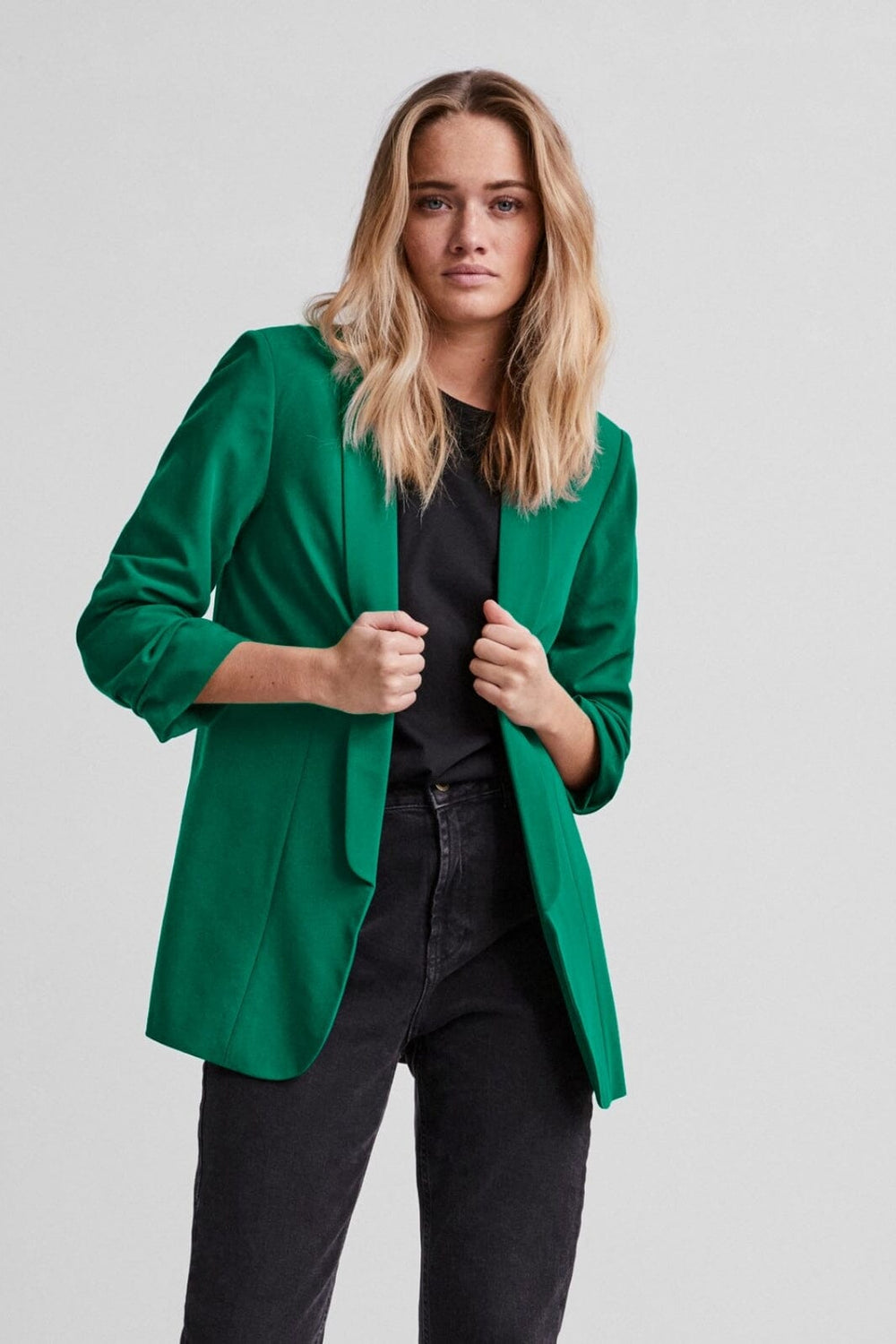 Pieces - PcBoss 3/4 Blazer - Pepper Green Blazere 