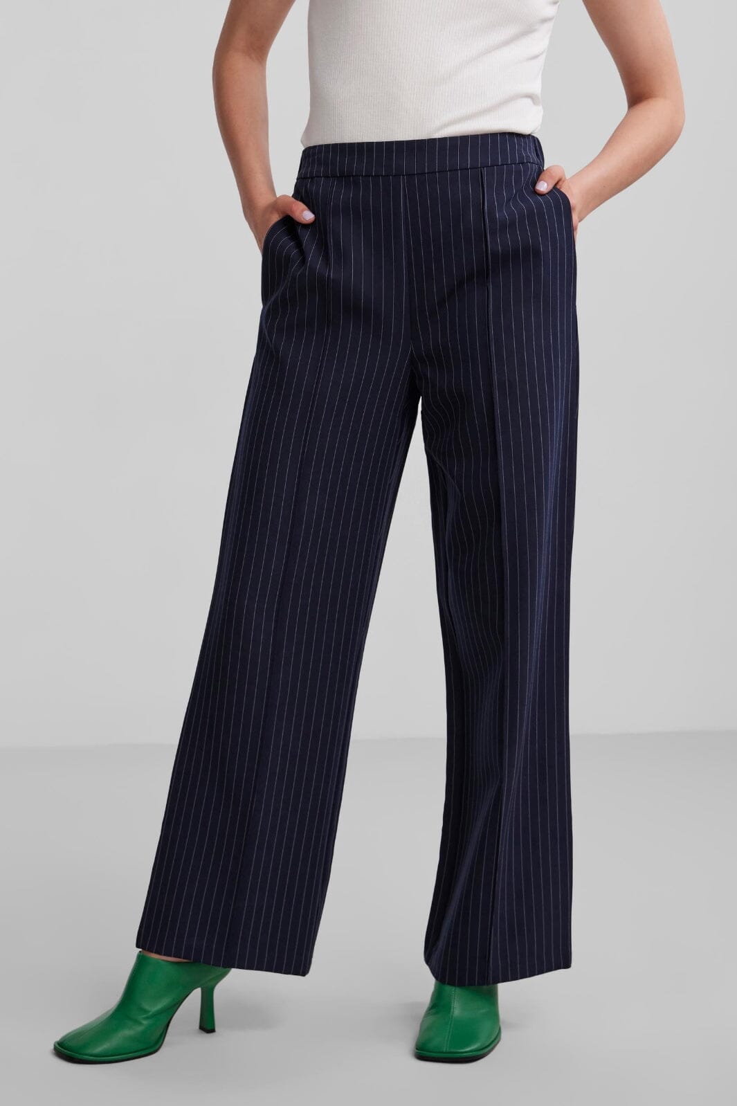 Pieces - Pcbossy Hw Wide Striped Pants Noos - Captain Pinstripe Bukser 