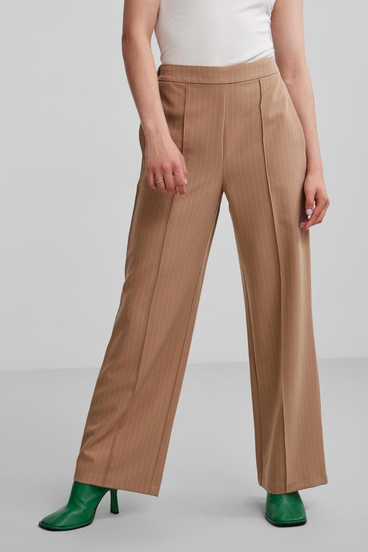 Pieces - Pcbossy Hw Wide Striped Pants - Silver Mink Pinkstripe Bukser 