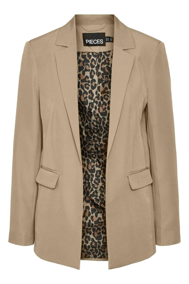 Pieces - Pcbozzy Ls Detail Blazer Cp - 4532078 Silver Mink Leo Print Blazere 