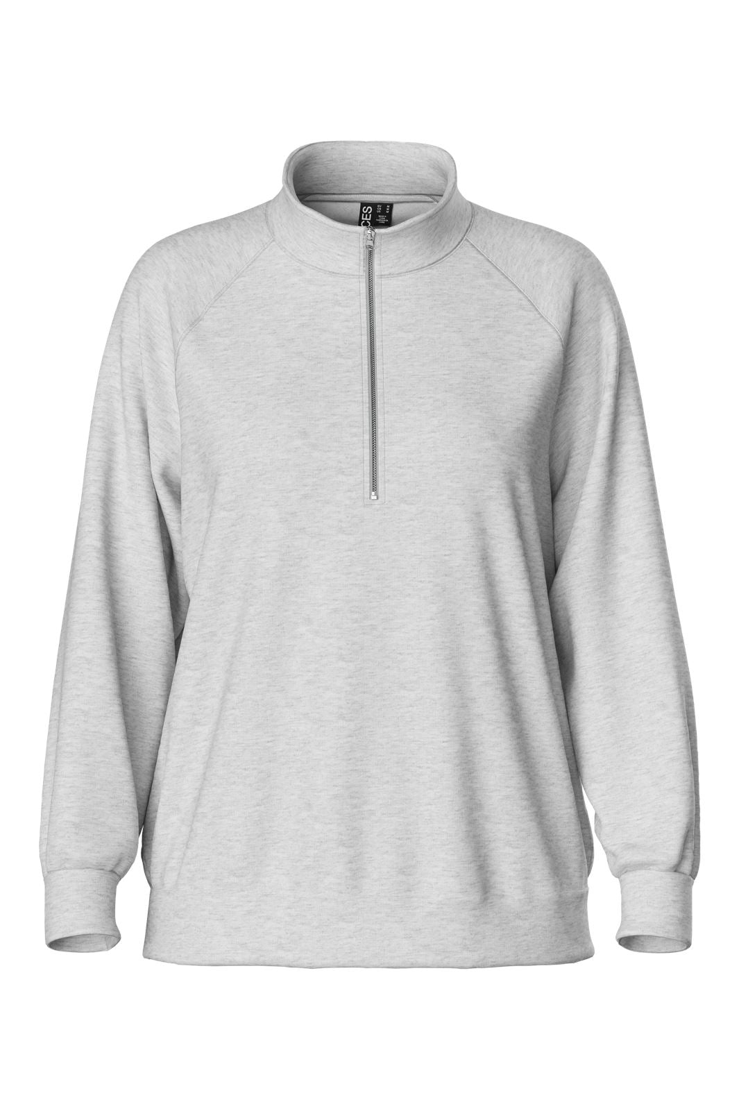 Pieces - Pcchilli Ls Half Zip Sweat - 4700393 Light Grey Melange