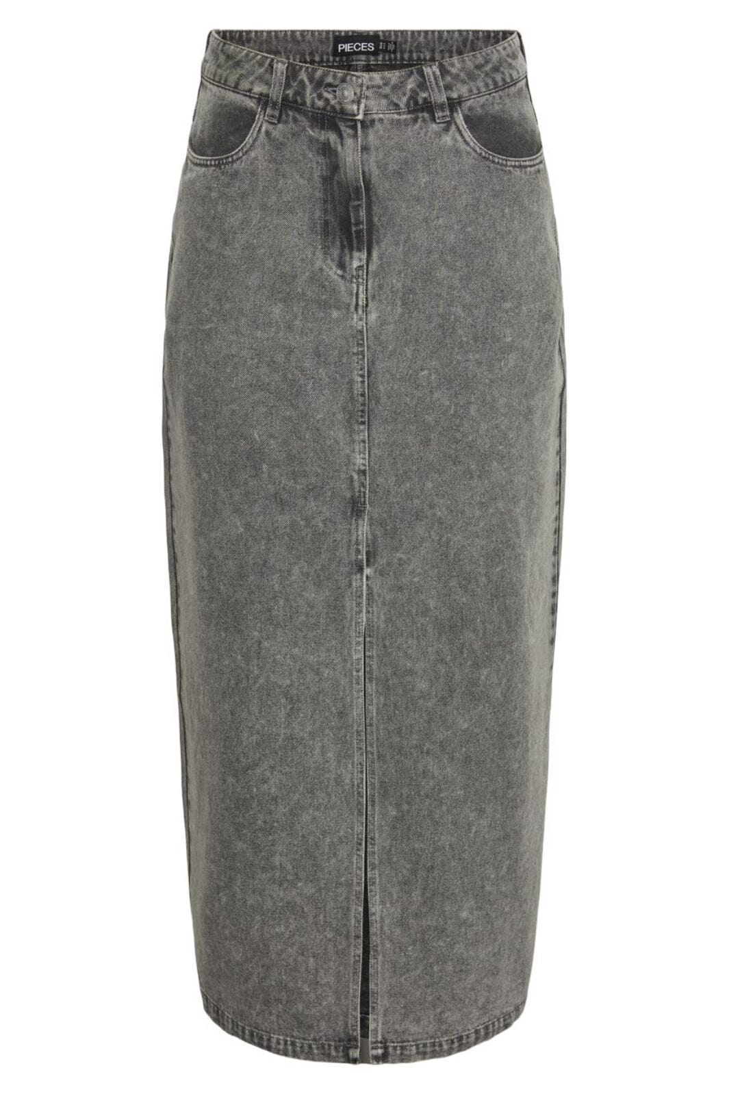 Pieces - Pcdanu Long Denim Skirt - 4501198 Light Grey Denim Nederdele 